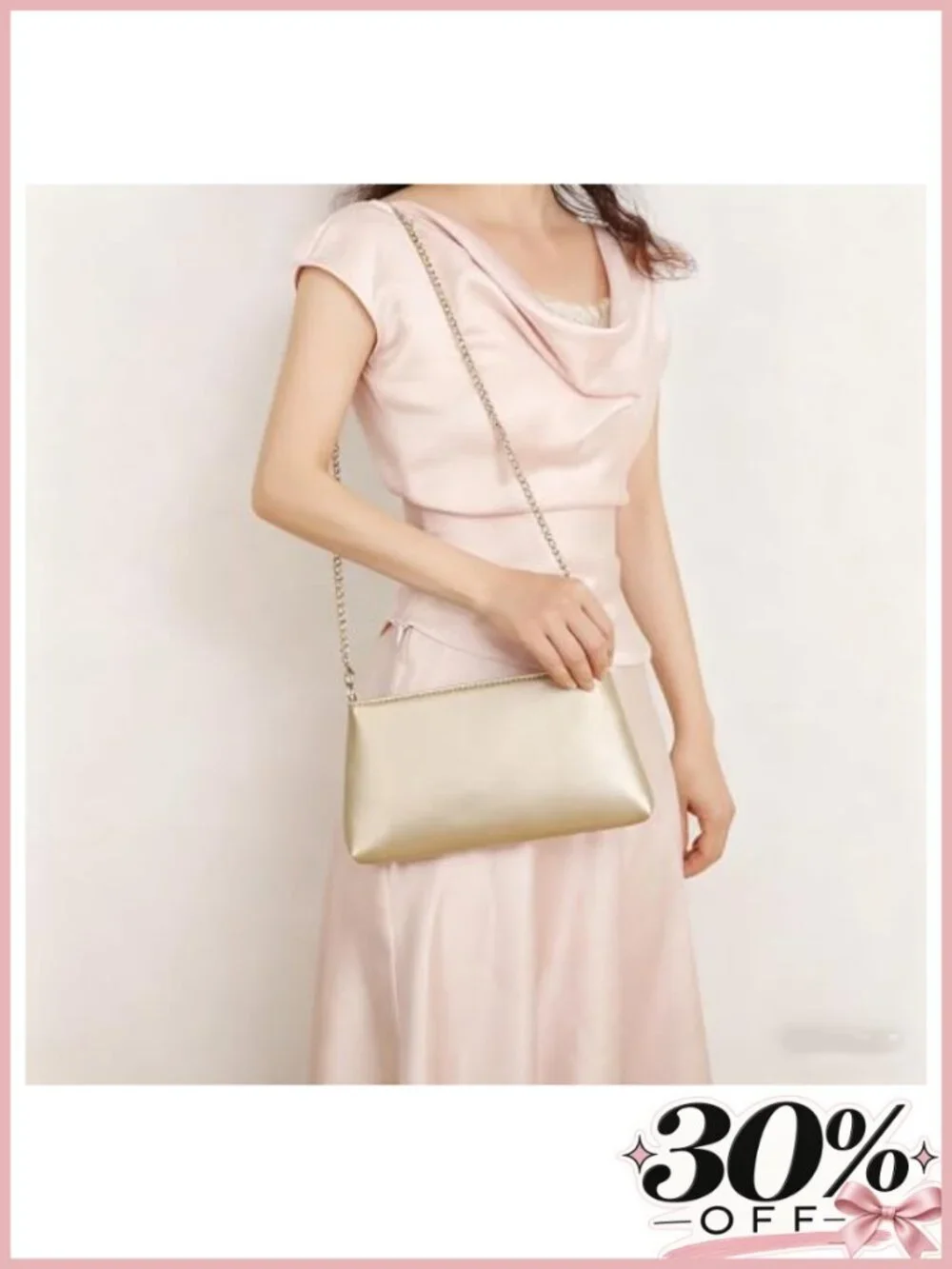 PU Leather Evening Clutch with Chain Strap & Zipper for Wedding Party